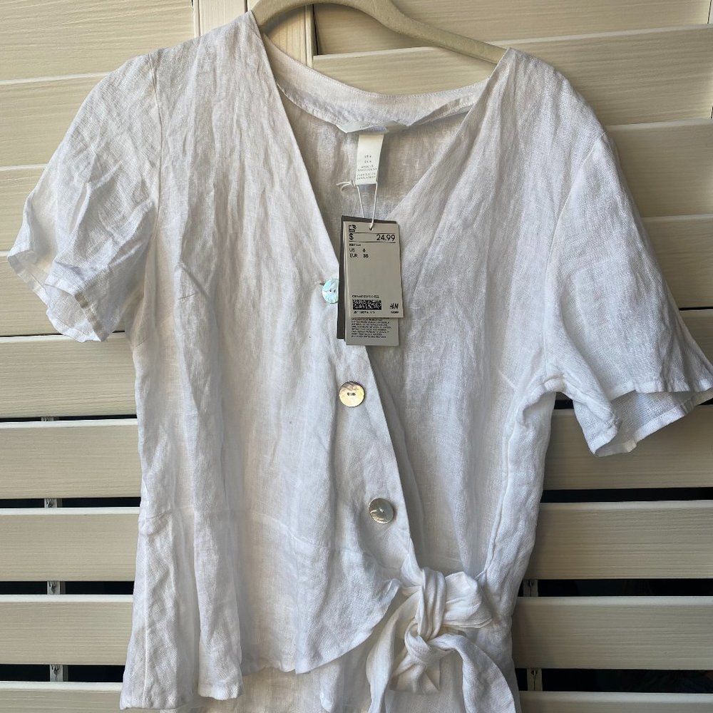 White Linen wrap top
